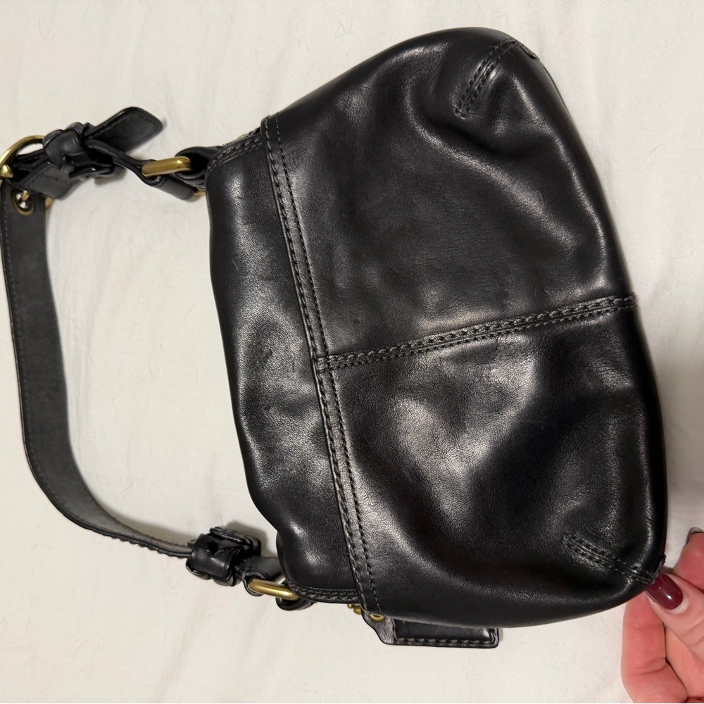 Coach Black Leather Mini Bag with Gold Buckle - Picture 4 of 5